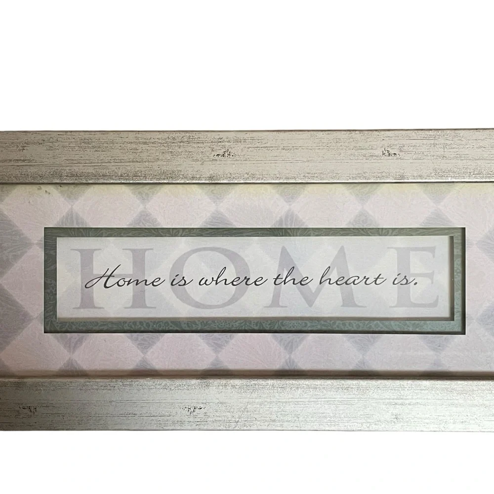 ‘Home is where the heart is’ Framed Art Silver Wooden Frame 15”x7”